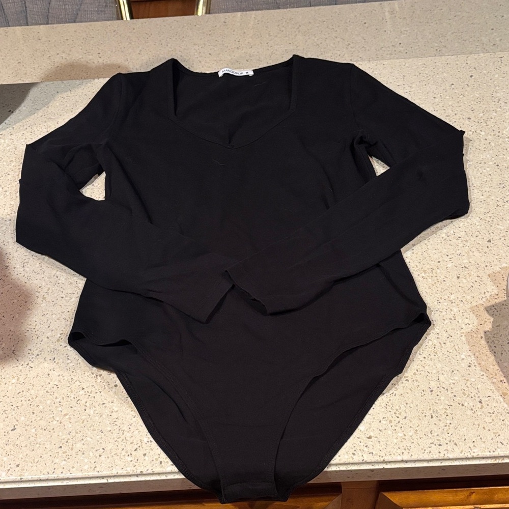 Chic Black V-Neck Bodysuit